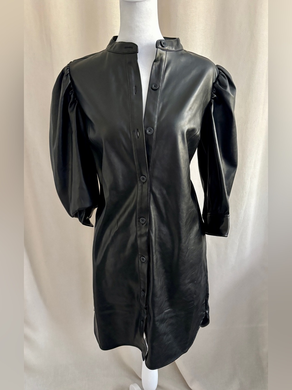 Gap Faux Leather Button-Front Dress — Size S